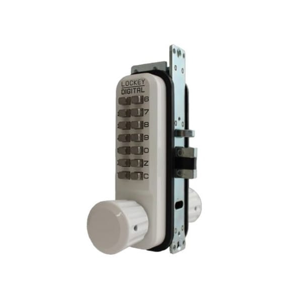Mechanical Keyless Narrow Stile Passage Knob Lock Double Combination White